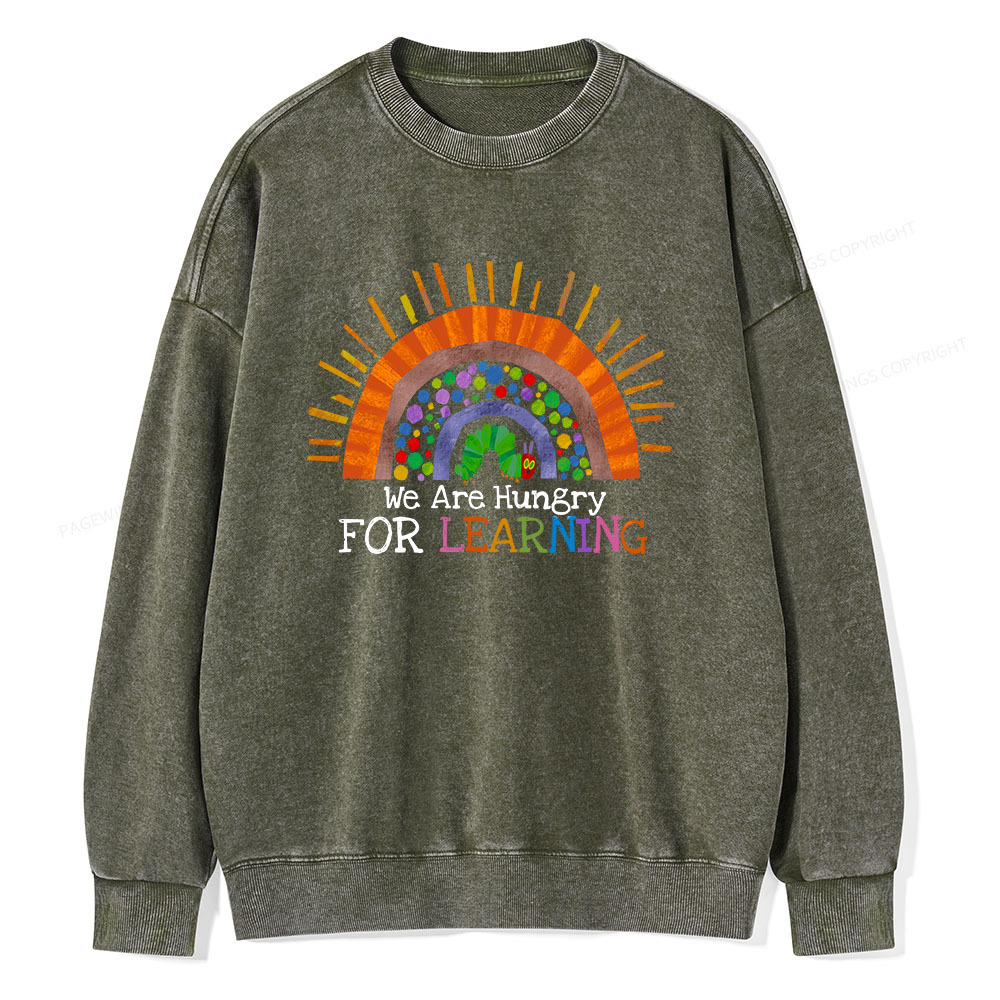 Pagewings We Are Hungry For Learning Unisex Washed Sweatshirt