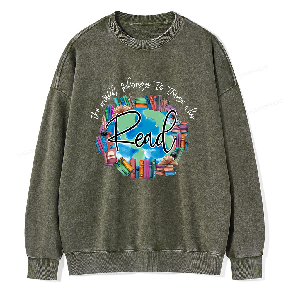 Pagewings World Belongs to Those Who Read Unisex Washed Sweatshirt