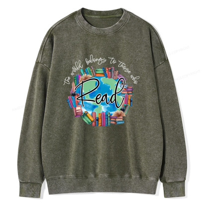 Pagewings World Belongs to Those Who Read Unisex Washed Sweatshirt