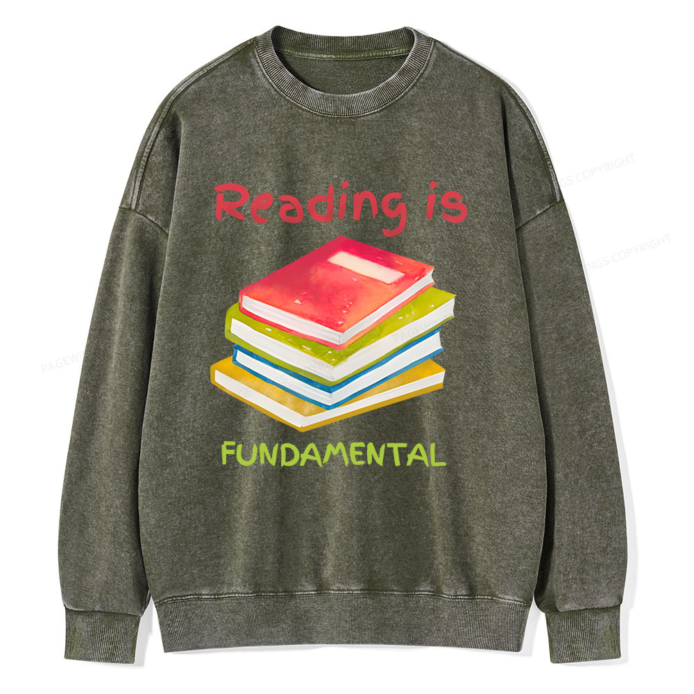 Pagewings Reading is Fundamental Unisex Washed Sweatshirt