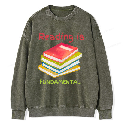 Pagewings Reading is Fundamental Unisex Washed Sweatshirt