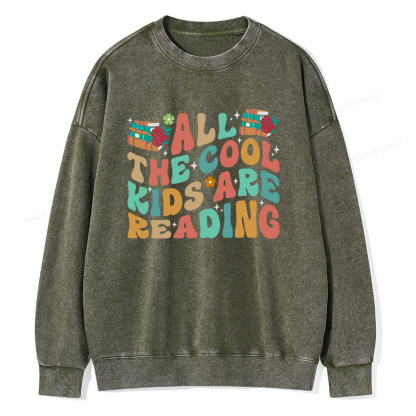Pagewings All The Cool Kids Are Reading Unisex Washed Sweatshirt