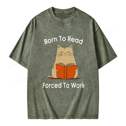 Pagewings Born To Read Forced To Work Unisex Washed T-shirt
