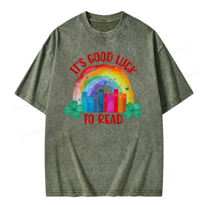 Pagewings It's Good Luck to Read Shirt, St. Patrick's Day Unisex Washed T-shirt