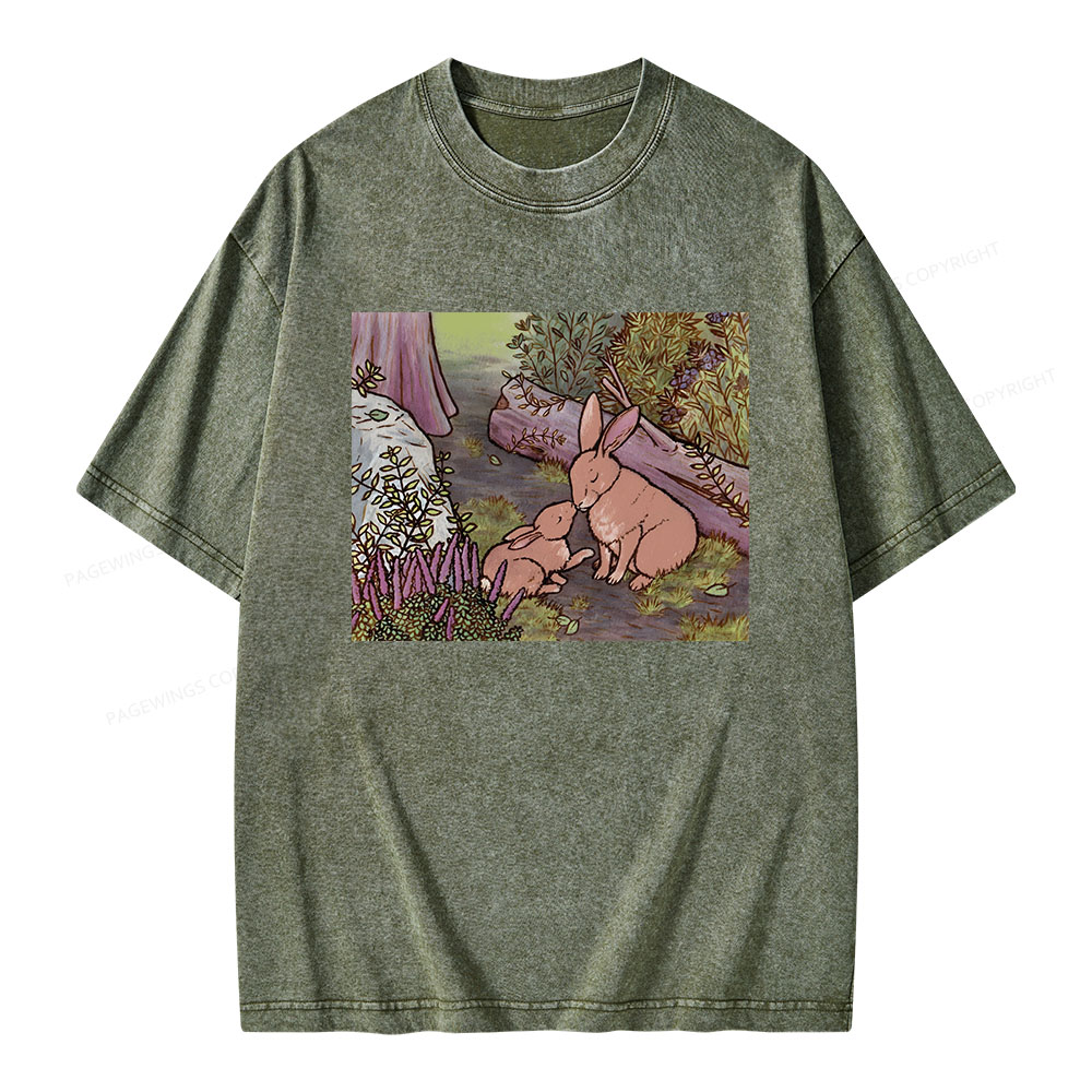 Pagewings A Kiss on the Nose for Mama Bunny Unisex Washed T-shirt