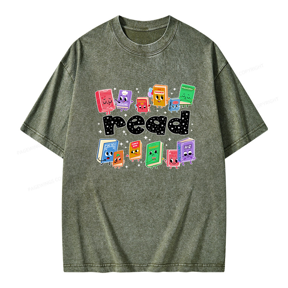 Pagewings Reading Book Unisex Washed T-shirt