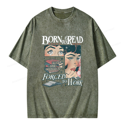 Pagewings Born To Read Bookish Comfor Unisex Washed T-shirt