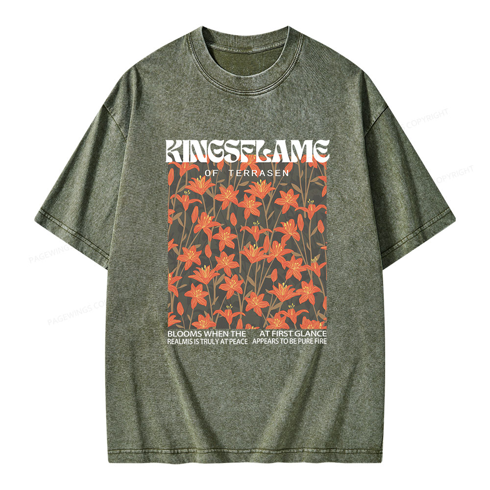Pagewings Throne Of Glass Kingsflame Flower Aesthetic Unisex Washed T-shirt