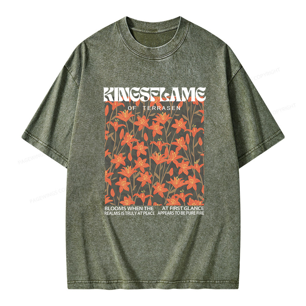 Pagewings Throne Of Glass Kingsflame Flower Aesthetic Unisex Washed T-