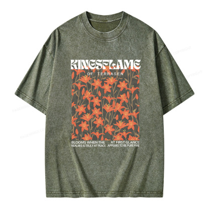 Pagewings Throne Of Glass Kingsflame Flower Aesthetic Unisex Washed T-shirt