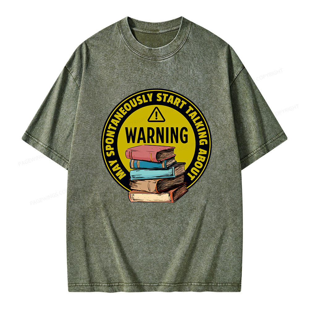 Pagewings Spontaneously Start Talking About Books Unisex Washed T-shirt