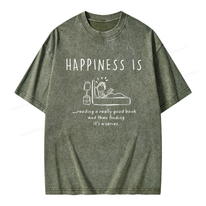 Pagewings Happiness Is...Reading A  Series Unisex Washed T-shirt