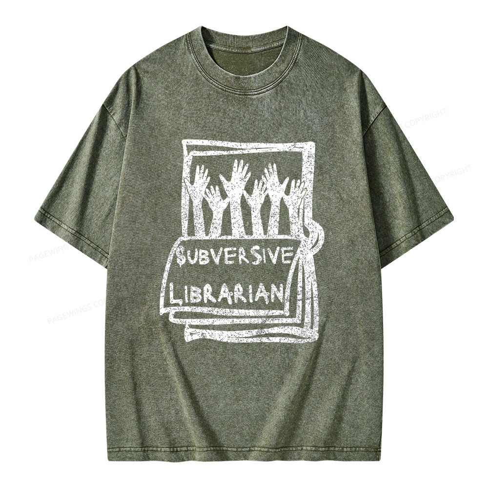 Pagewings Subversive Librarian Unisex Washed T-shirt
