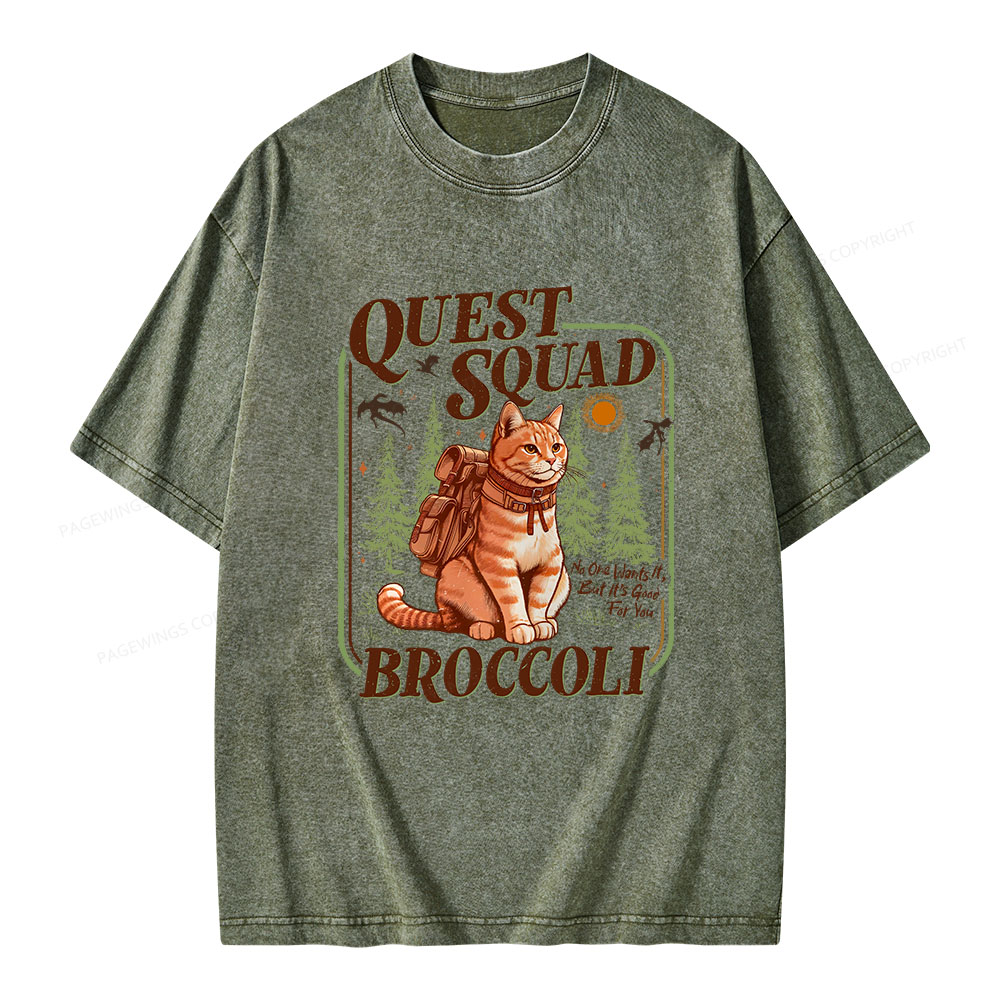 Pagewings Quest Squad Broccoli Unisex Washed T-shirt
