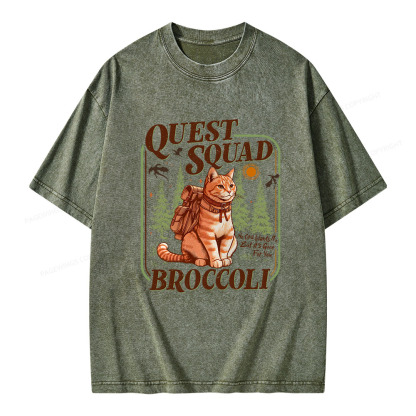 Pagewings Quest Squad Broccoli Unisex Washed T-shirt