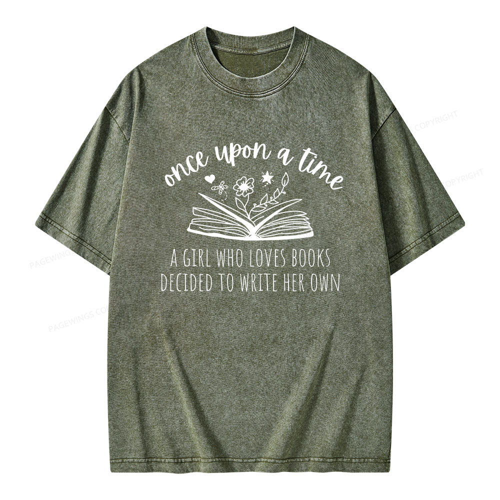 Pagewings Once A Book-Loving Girl Wrote Her Story Unisex Washed T-shir