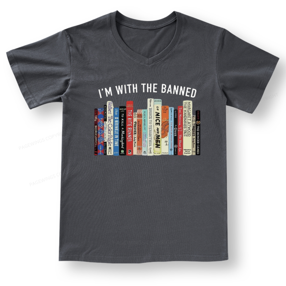 Pagewings I'm With The Banned Reading V-neck T-shirt