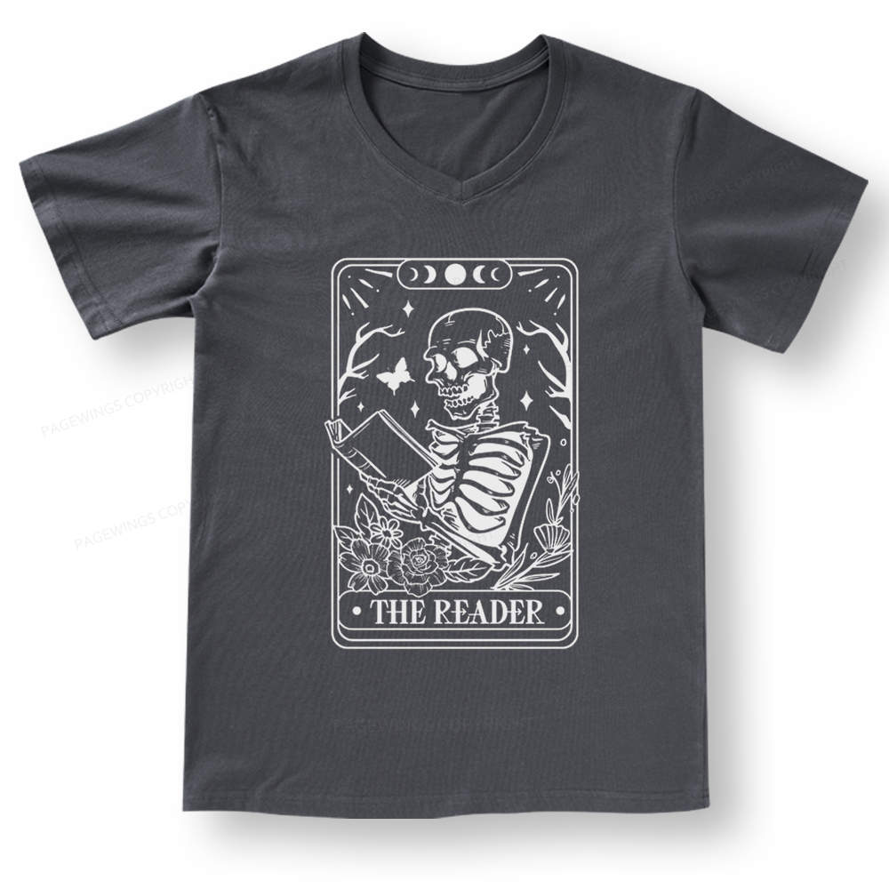 Pagewings Halloween The Reader Tarot Card V-neck T-shirt