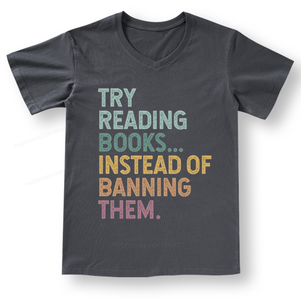 PagewingsTry Reading Books V-neck T-shirt