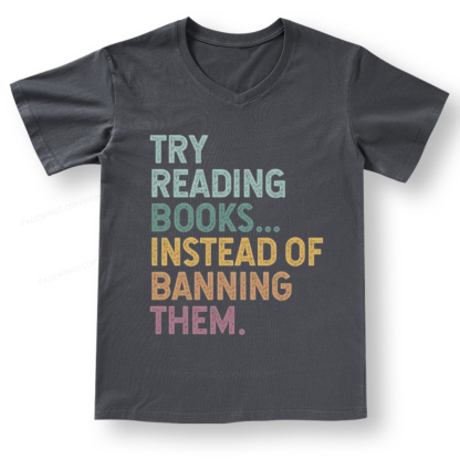 PagewingsTry Reading Books V-neck T-shirt 