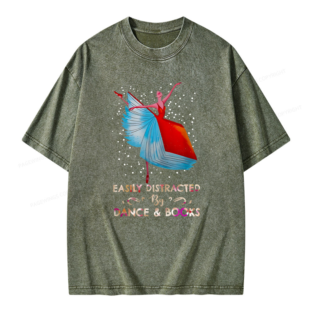 Pagewings Eaily Ditracted By Dance Book Unisex Washed T-shirt