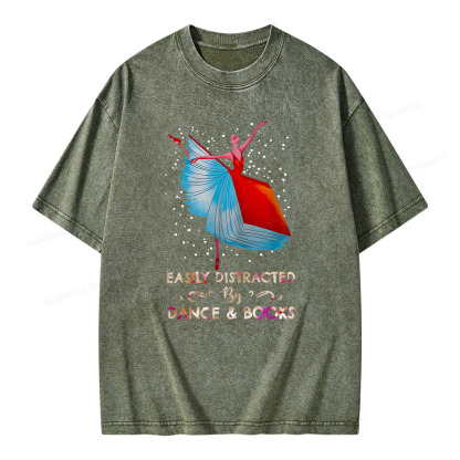 Pagewings Eaily Ditracted By Dance Book Unisex Washed T-shirt