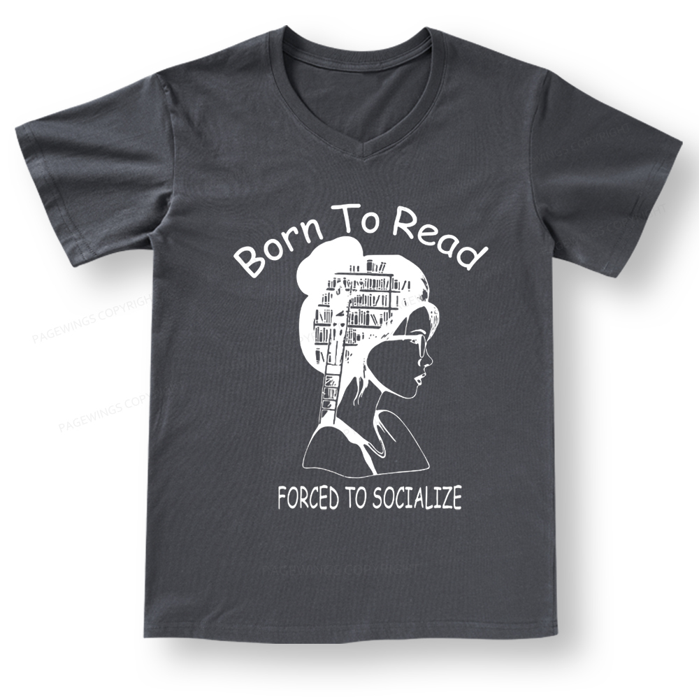 Pagewings Born To Read V-neck T-shirt