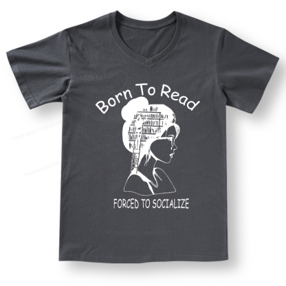 Pagewings Born To Read V-neck T-shirt