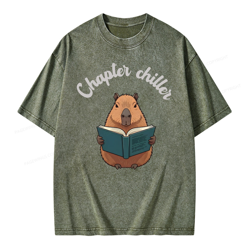 Pagewings Reading capybara Classic T-Shirt  Unisex Washed T-shirt