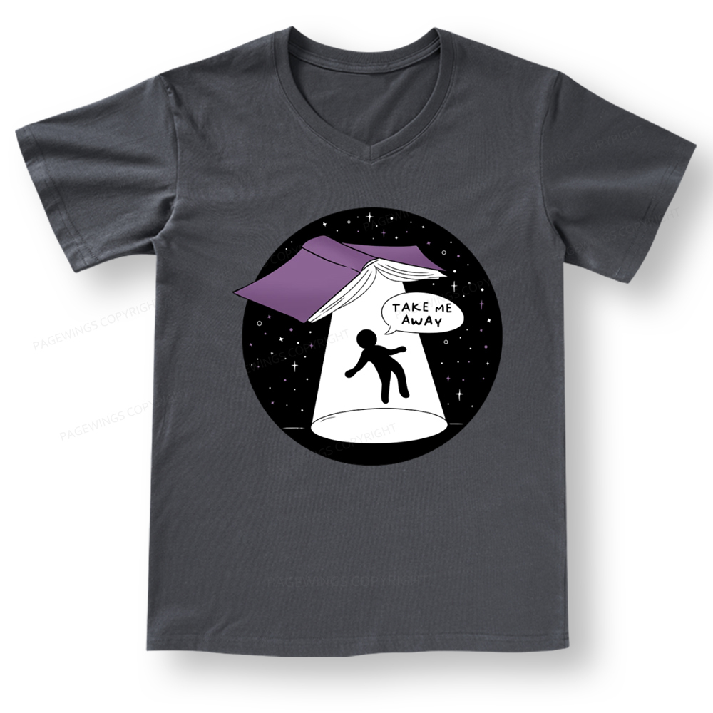 Pagewings Take Me Away Books V-neck T-shirt