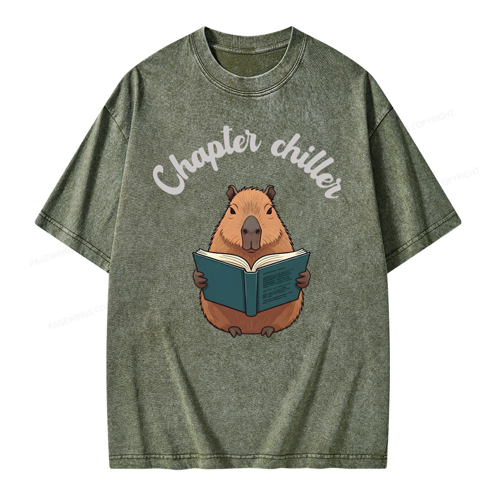 Pagewings Reading capybara Classic T-Shirt  Unisex Washed T-shirt
