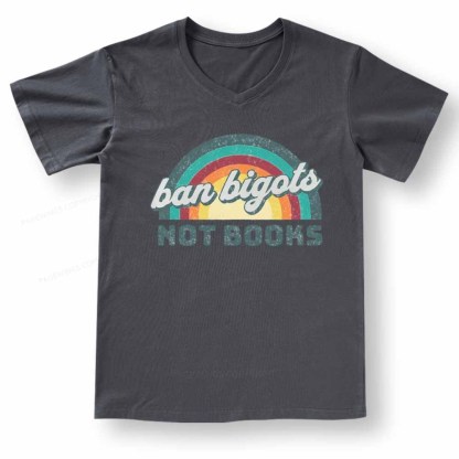 Pagewings Ban Bigots Not Books V-neck T-shirt