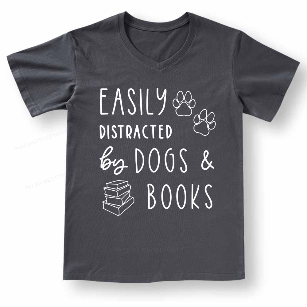 Pagewings Dogs And Books V-neck T-shirt
