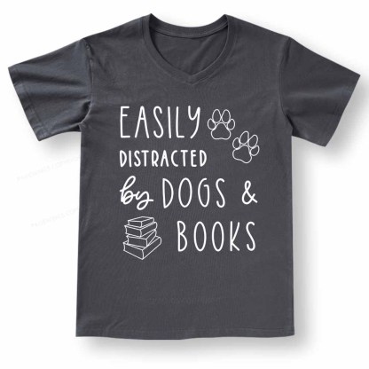 Pagewings Dogs And Books V-neck T-shirt