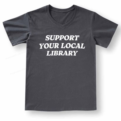 Pagewings Support Your Local Library V-neck T-shirt