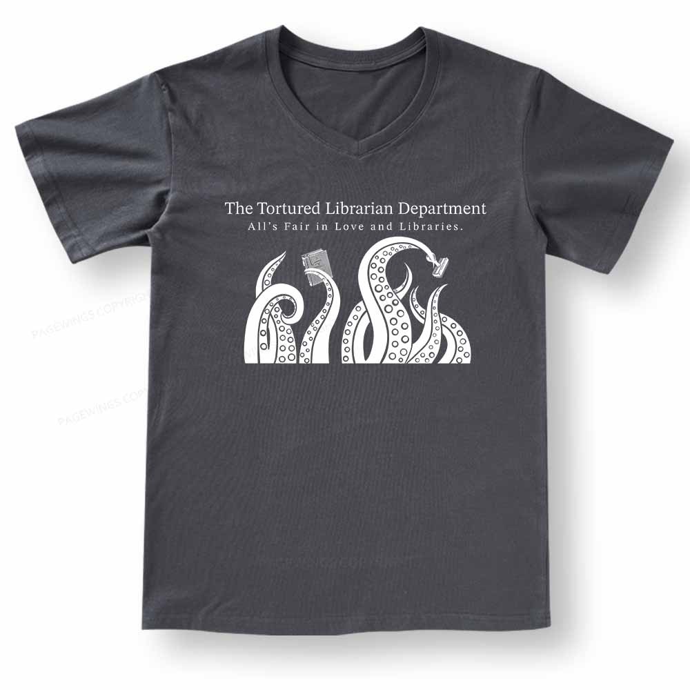 Pagewings The Tortured Librarian Department V-neck T-shirt