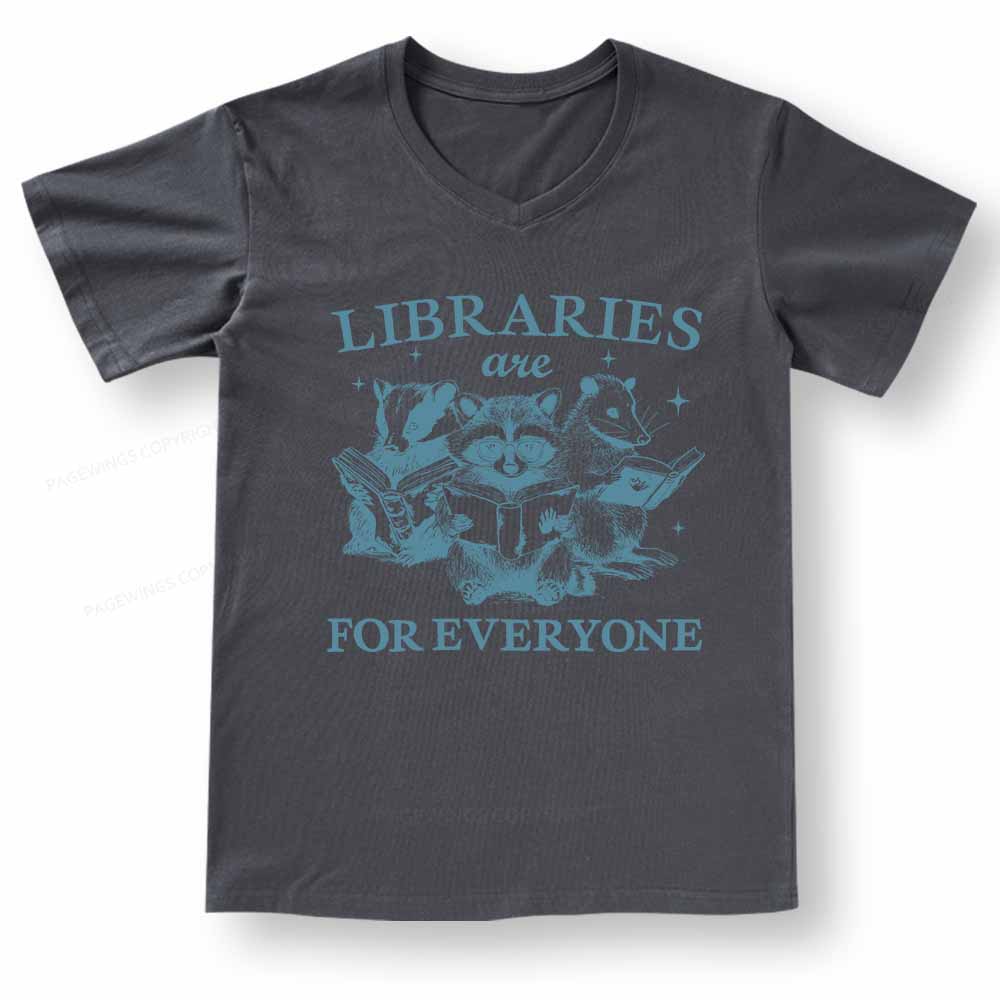 Pagewings Libraries Are For Everyone V-neck T-shirt