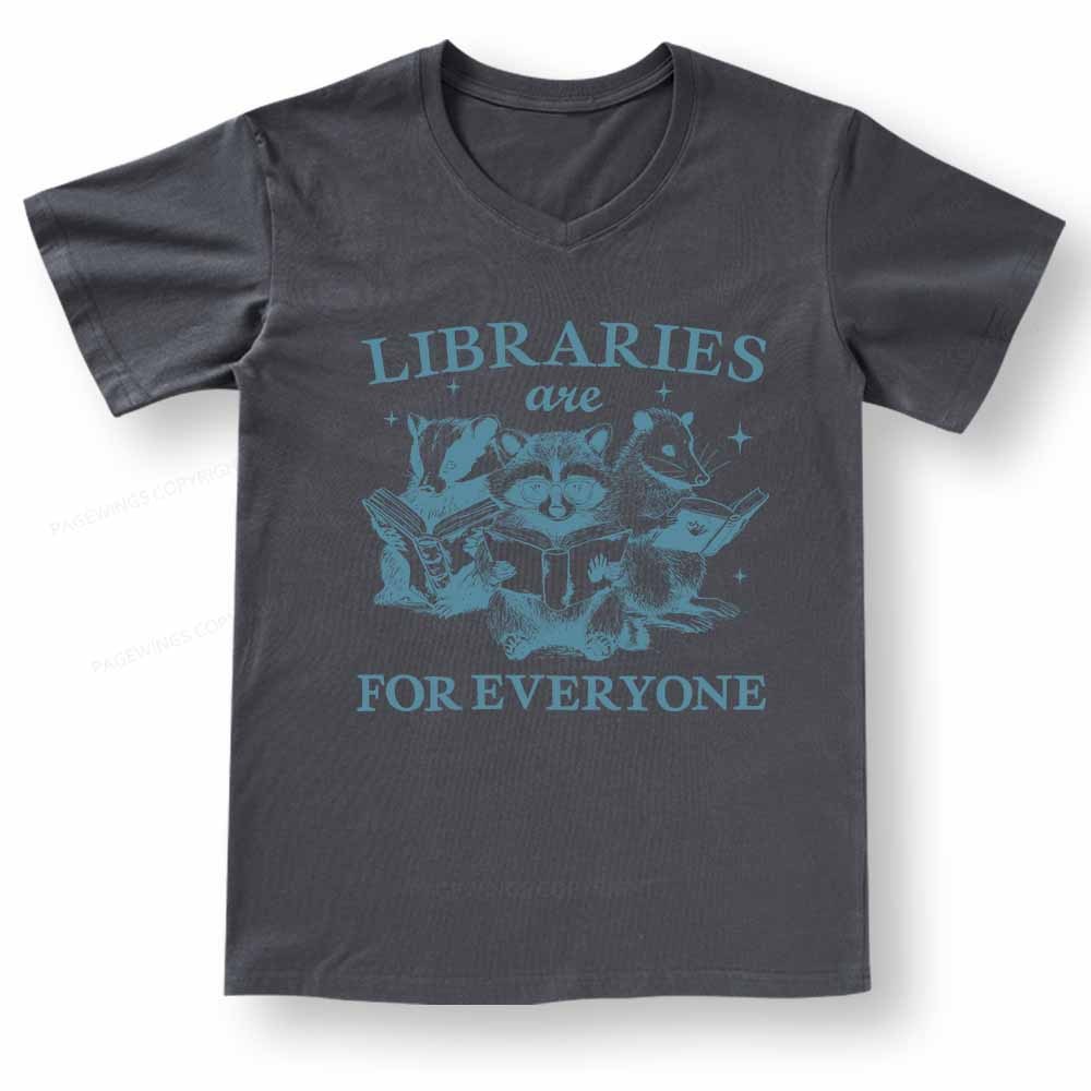 Pagewings Libraries Are For Everyone V-neck T-shirt