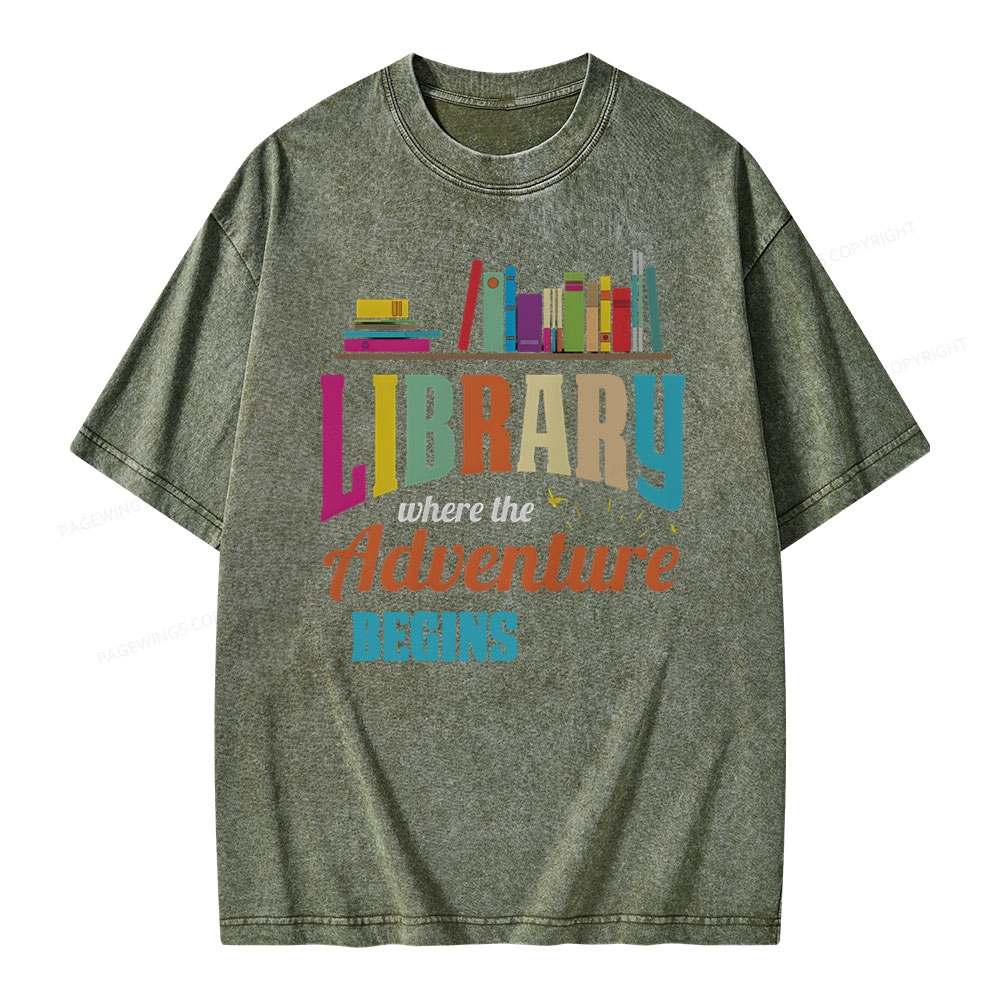 Pagewings Library Fan - book lovers Librarian Reader T-Shirt Unisex Washed T-shirt
