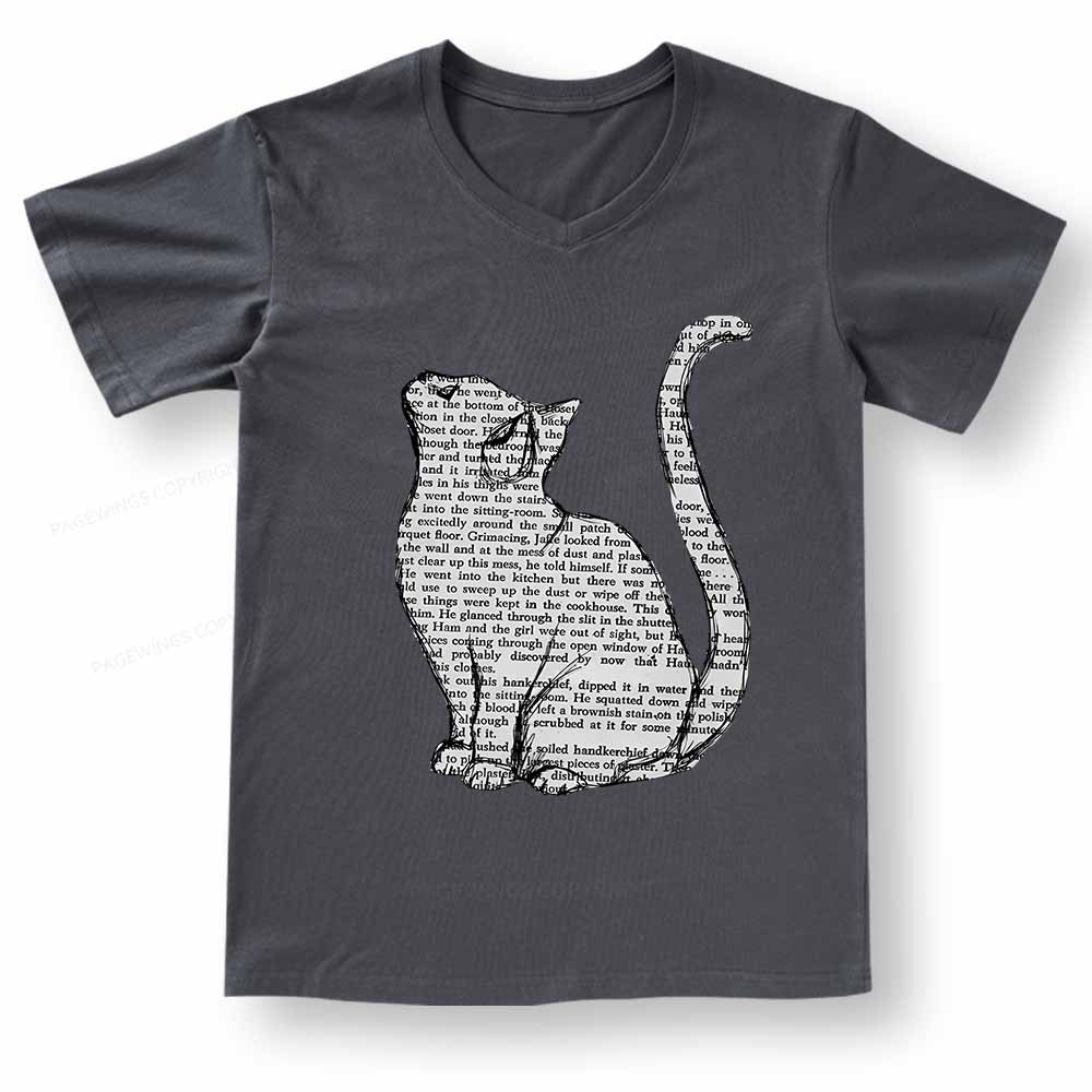 Pagewings Lots Of Books And Cute Cats V-neck T-shirt
