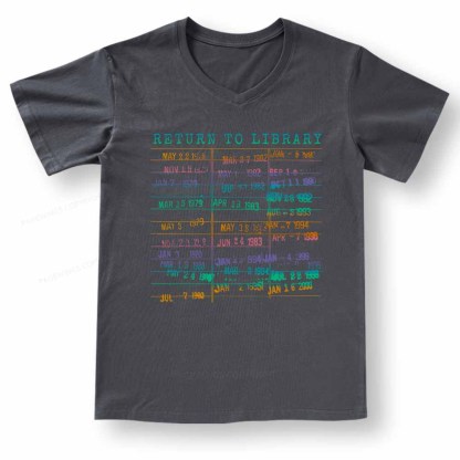 Pagewings Vintage Library Rainbow V-neck T-shirt