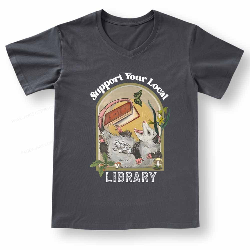 Pagewings Library Readers Make Leaders Jersey Short Sleeve Tee V-neck T-shirt
