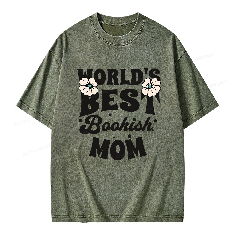 Pagewings World's Brsy Bookish Mom Unisex Washed T-shirt