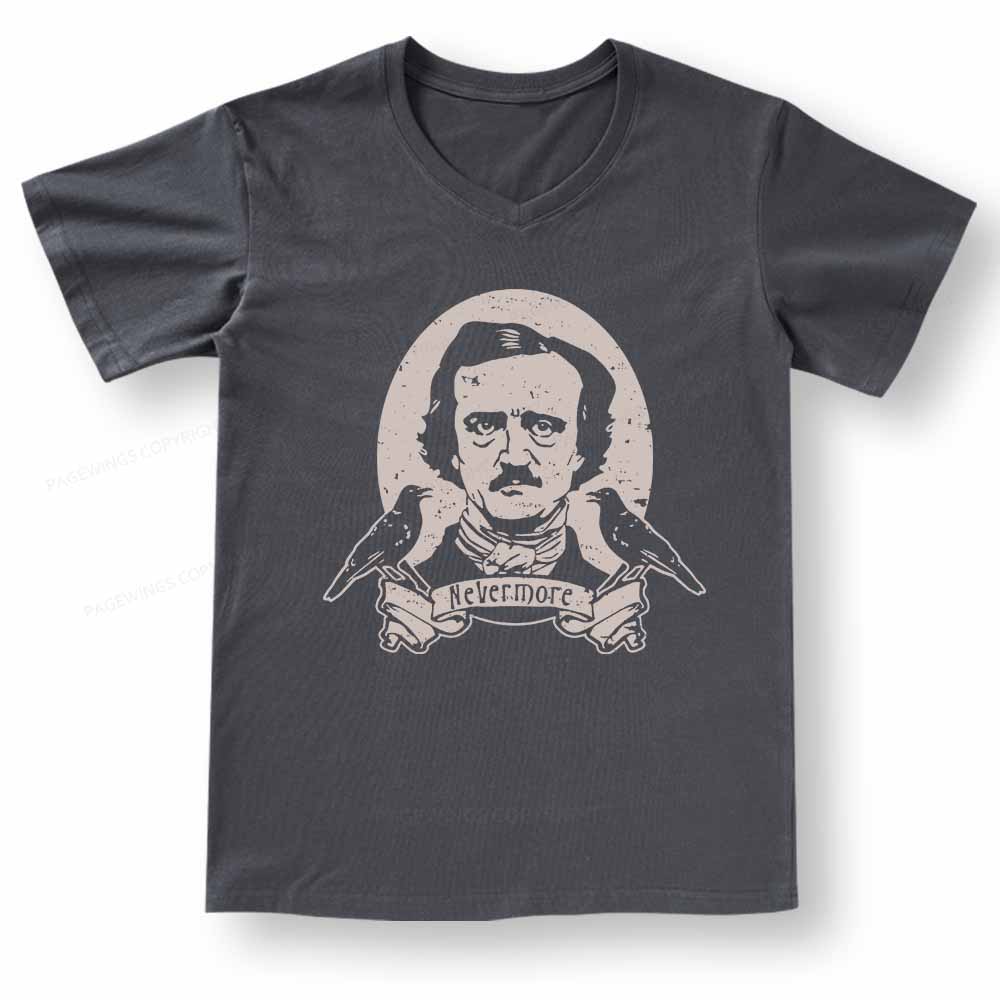 Pagewings Literary Vintage Stephen Allen King HP Lovecraft Book V-neck T-shirt