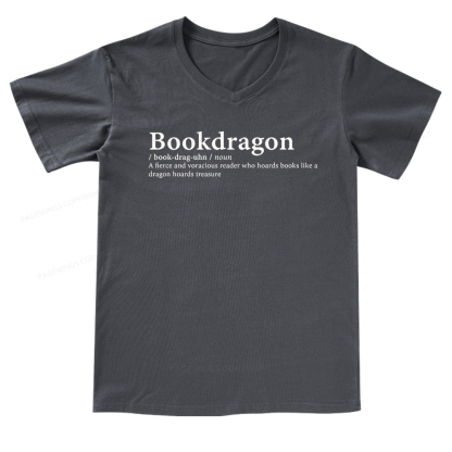 Pagewings Bookdragon: Journey Through Words book lover V-neck T-shirt 