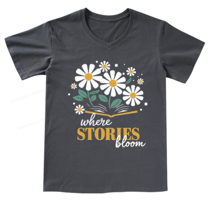 Pagewings Where Stories Bloom V-neck T-shirt
