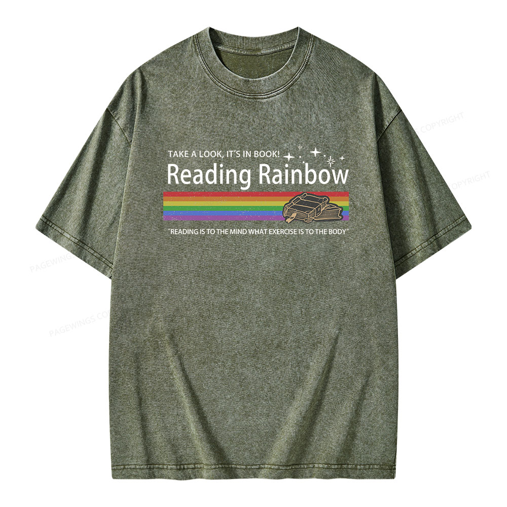 Pagewings Reading Rainbow Unisex Washed T-shirt