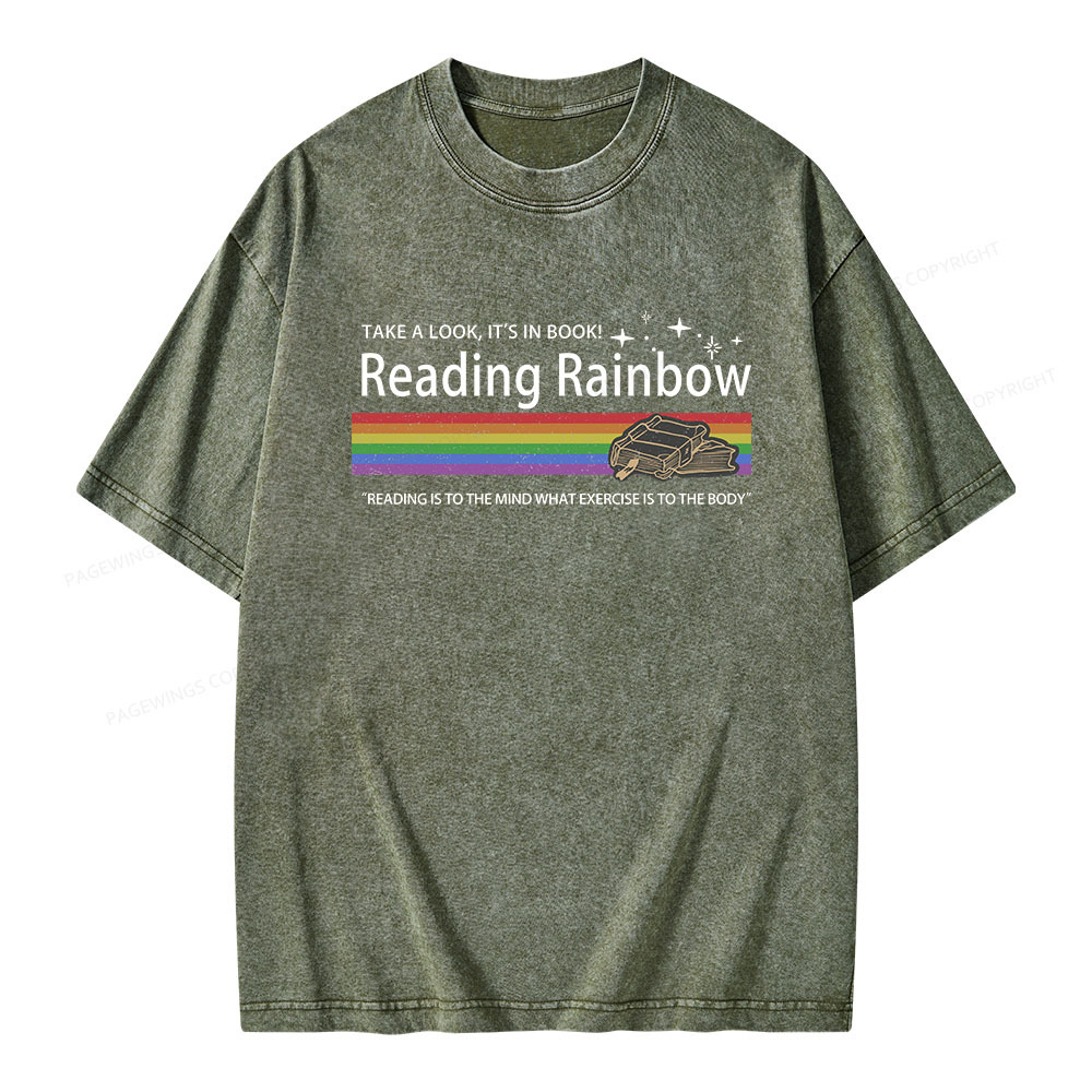 Pagewings Reading Rainbow Unisex Washed T-shirt