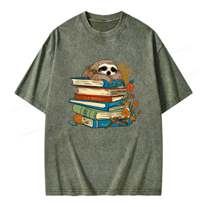 Pagewings Sloth And Stories Unisex Washed T-shirt