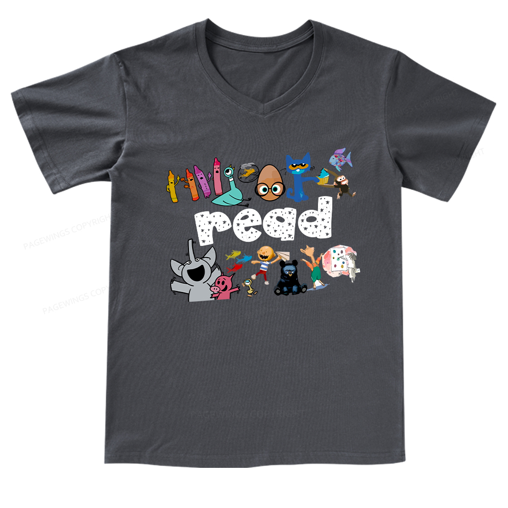 Pagewings Reading Bookish V-neck T-shirt